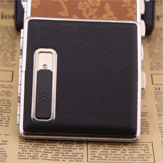 Leather Cigarette Case with USB Lighter