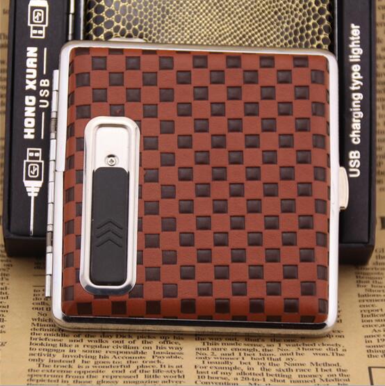 Leather Cigarette Case with USB Lighter