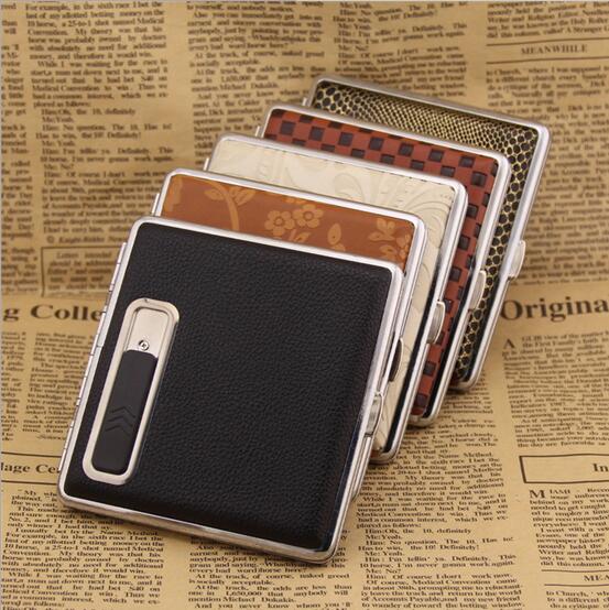 Leather Cigarette Case with USB Lighter