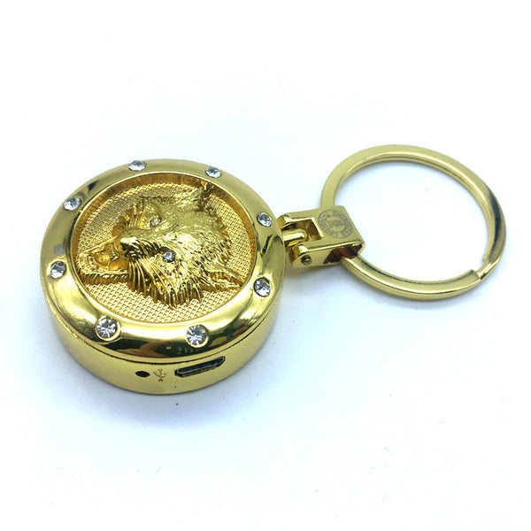 Novelty Metal Wolf USB Lighter Key Ring